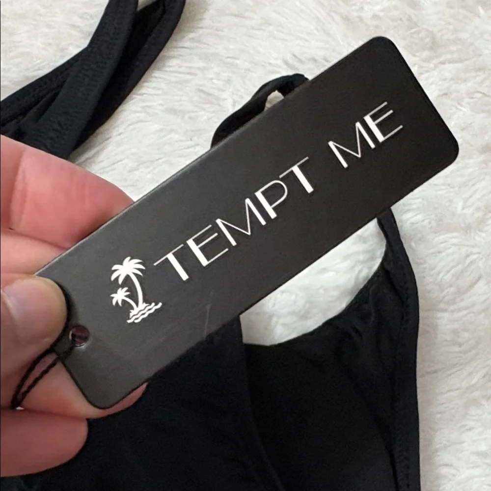 NWT Tempt Me Black 2 Piece Swim Set Size XXS